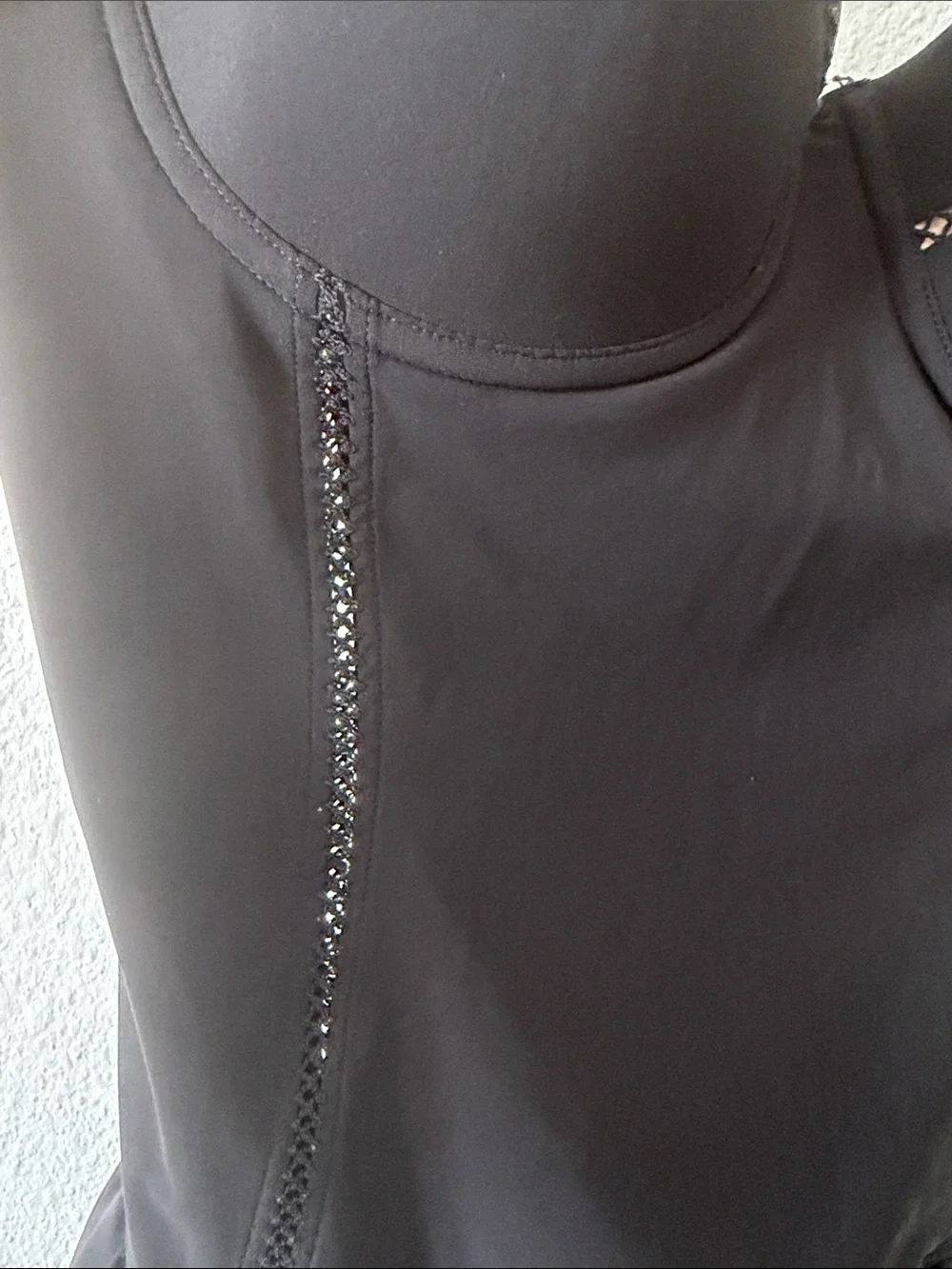 Tory Burch Black Bustier Swim Top with Ruffle Hem